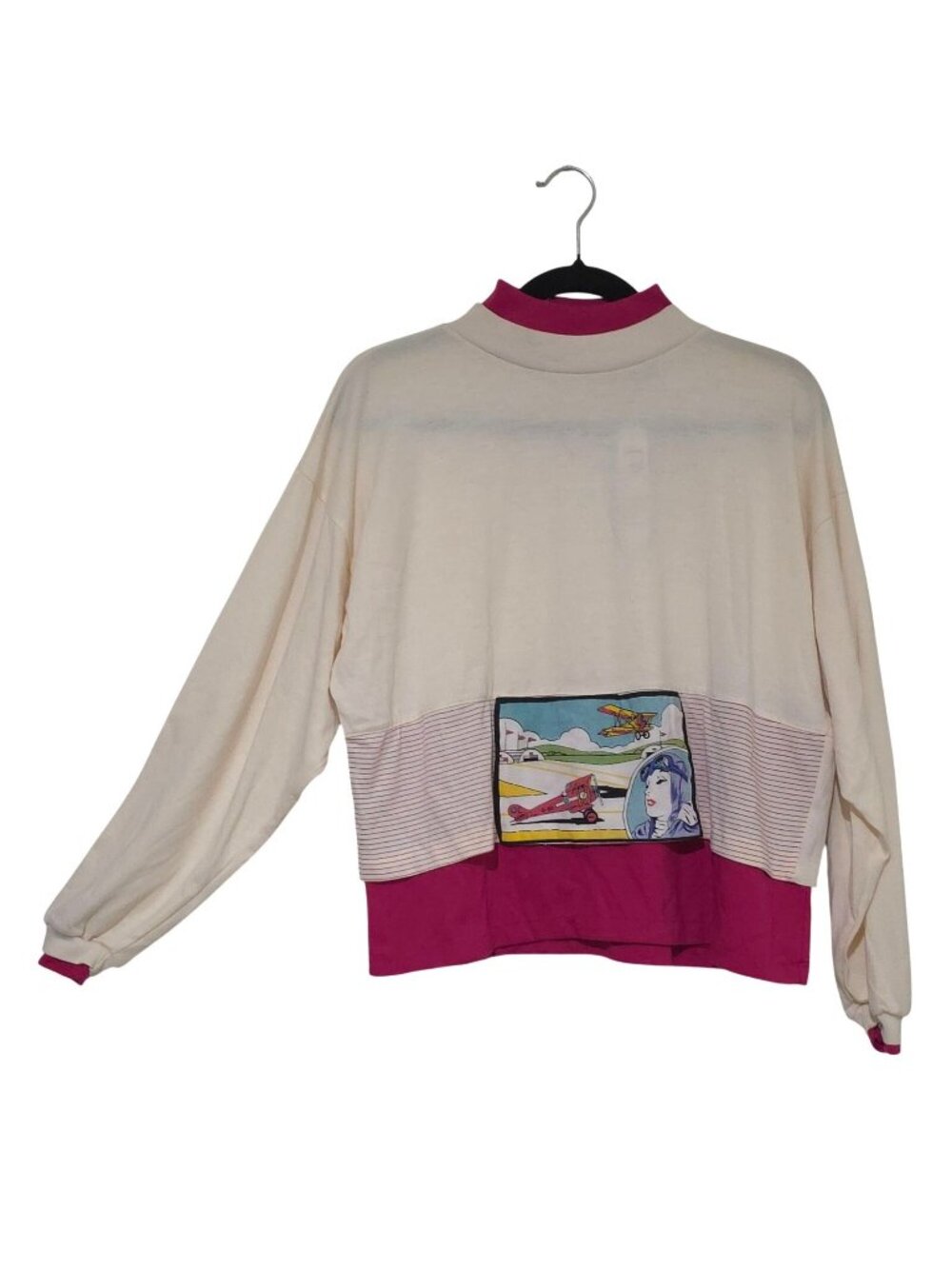 Vtg Deadstock 80s Colorblock Sweatshirt Wmn Med Graphic Streetwear Retro Pop Art